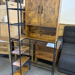 Over The Toilet Storage Cabinet with Doors - 7 Tier Bathroom Organizer with Adjustable Shelf, Freestanding Space Saver Rack Above Toilet Stand for Bat