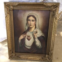 Antique Religious Print .w/ Original Glassed Frame 