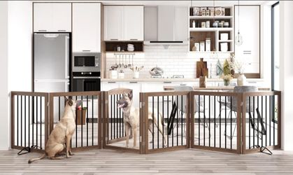 Brand New 6 Panel Extra Tall & Wide Pet Dog Gate with Door 30"H by 144"L