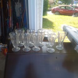 Ice Cream Soda/ sundae Glasses Full Set Antique 
