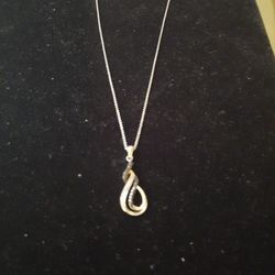 Sterling Silver Necklace with Sterling Silver Diamonds Charm