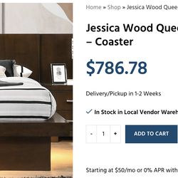 90% new Coaster-Jessica Wood Queen LED Panel Bed Cappuccino