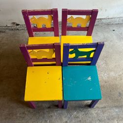 Set of 4 Kids Wooden Chairs – Preschool / Playroom Chairs