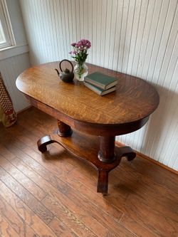 19th Century Quarter Sawn Oak Library Table