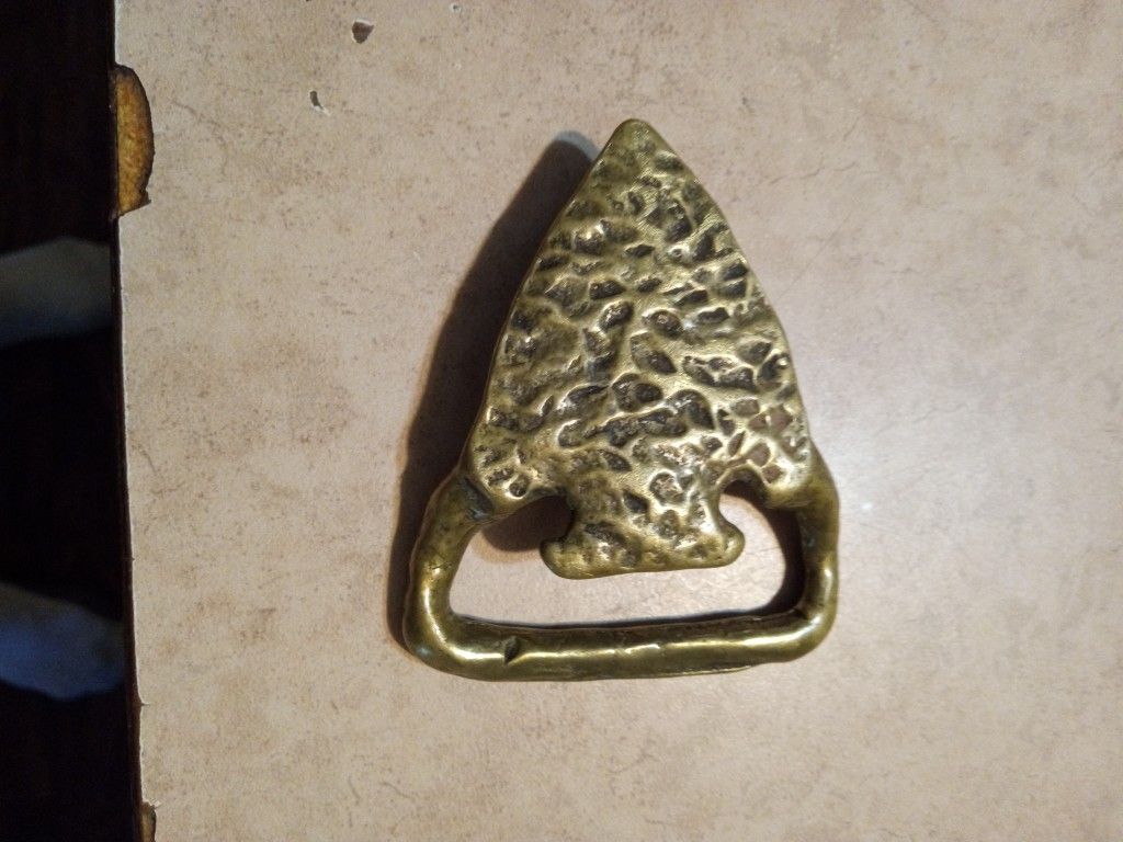 Vintage 1970s Arrowhead Belt Buckle Solid Brass