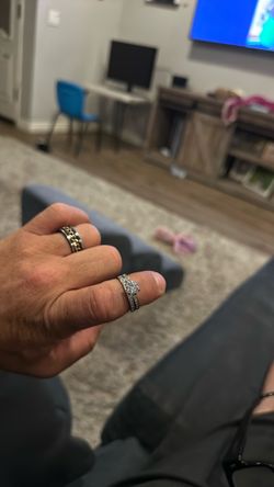 Silver Engagement and Wedding Ring Set