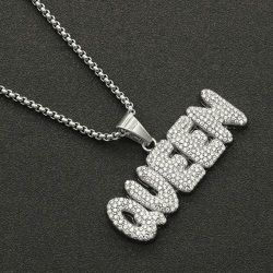 Hip Hop Necklace With Queen Letter Pendant Valentine's Birthday +Anniversary Celebration Wedding+ Mother's Day Husband Boyfriend Gift Day Gift 