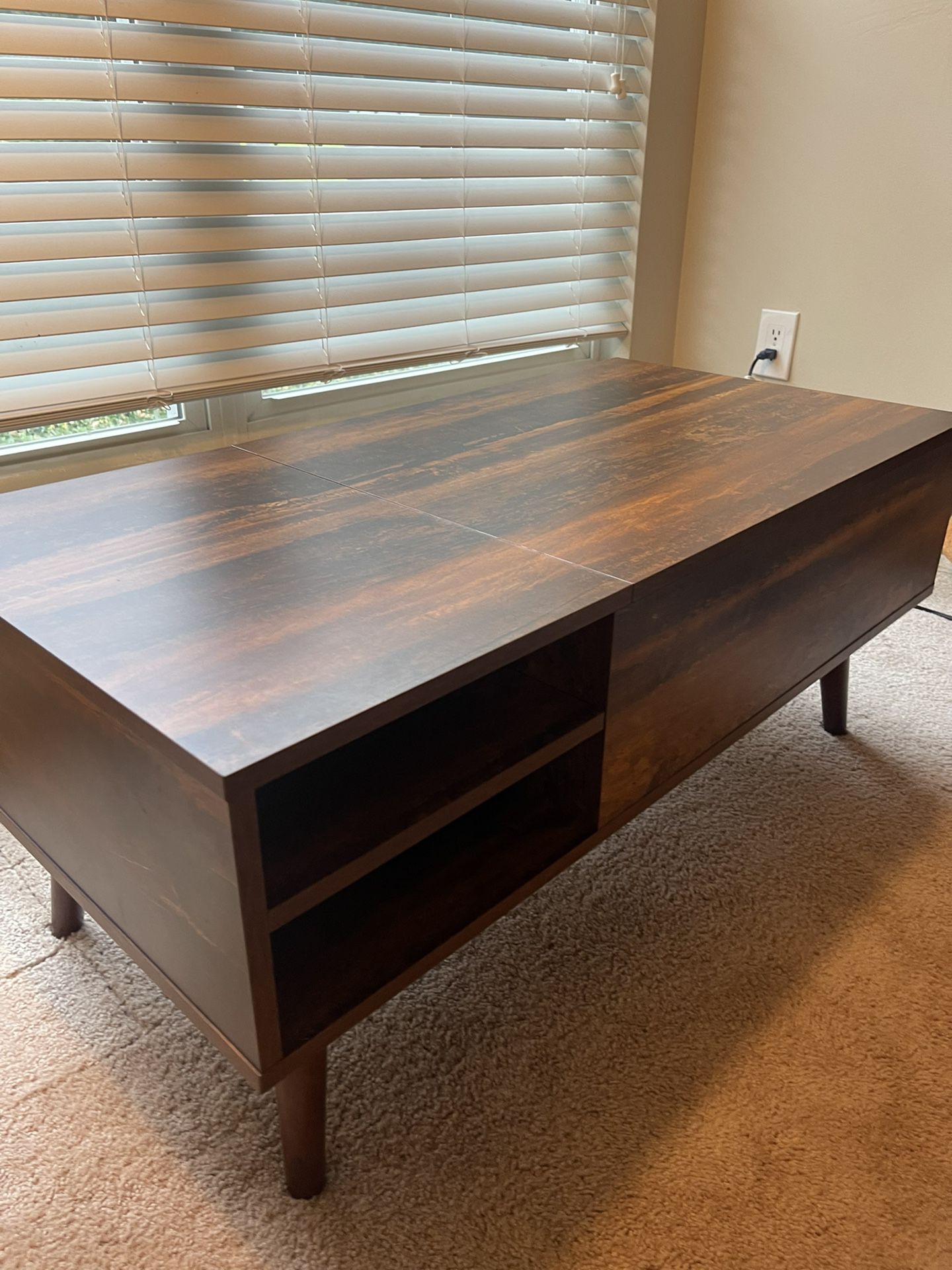 Brown Lift Up Coffee Table 