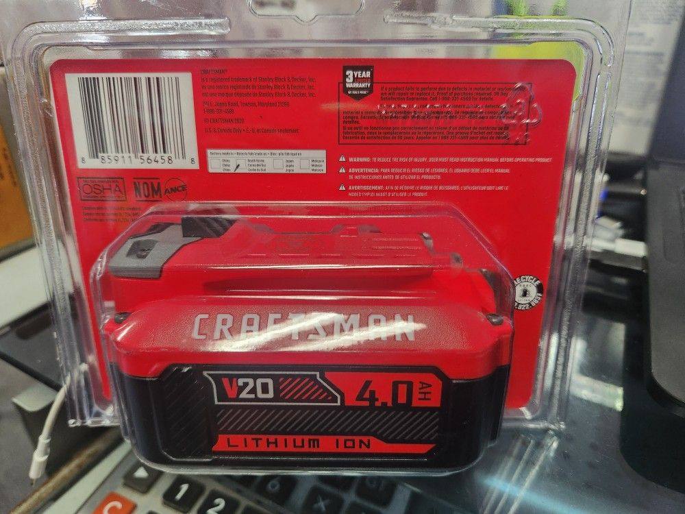 Craftsman V20 4.0ah Lithium Ion Battery. New