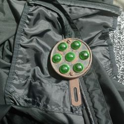 Vintage Safety Glass Reflector Green Marble Topper 