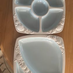 2-set Divided Ceramic Serving Platter