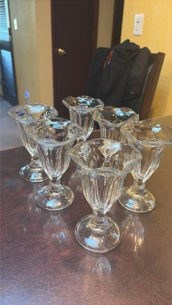Set of 6 Glass Sundae Dessert Cups