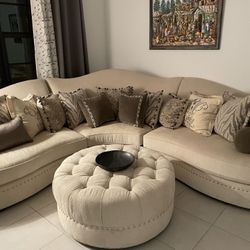 3 Piece Sectional, with ottoman and Pillows. 