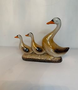 Vintage Glazed Porcelain, Ceramic Goose Made in Brazil