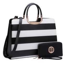 Womens Handbag Top Handle Shoulder Bag Tote Satchel Purse Work Bag with Matching Wallet