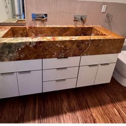 Onyx vanity for commercial or private bathroom - one of a kind custom made