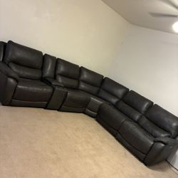 Leather Power Reclining Sectional 