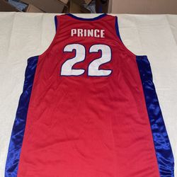 Authentic TAYSHAUN PRINCE DETROIT PISTONS Reebok JERSEY Red Clean Sewn Mens 52