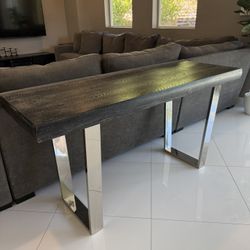 Black Wood & Chrome Accent Table