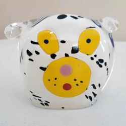 Dog Head Glass Paperweight Dalmation Figurine

