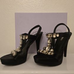 👠 VERA WANG LAVENDER SHANNON BLACK WOMEN HIGH HEELS (size 8)