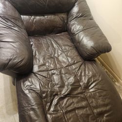 Black Brown Leather Chaise Lounge