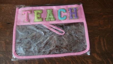 Teach Bag Chenille Letter Clear Zipper