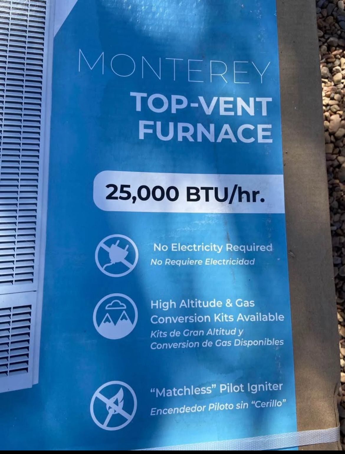 25,000 BTU/hr. Monterey Top-Vent Wall Furnace Natural Gas Natural Gas