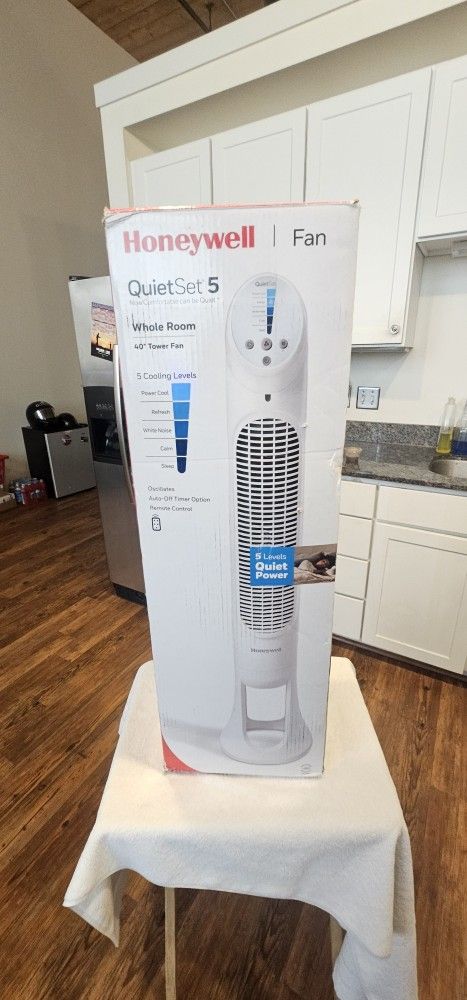 NEW Honeywell HYF260 Quiet Set Whole Room Tower Fan, White