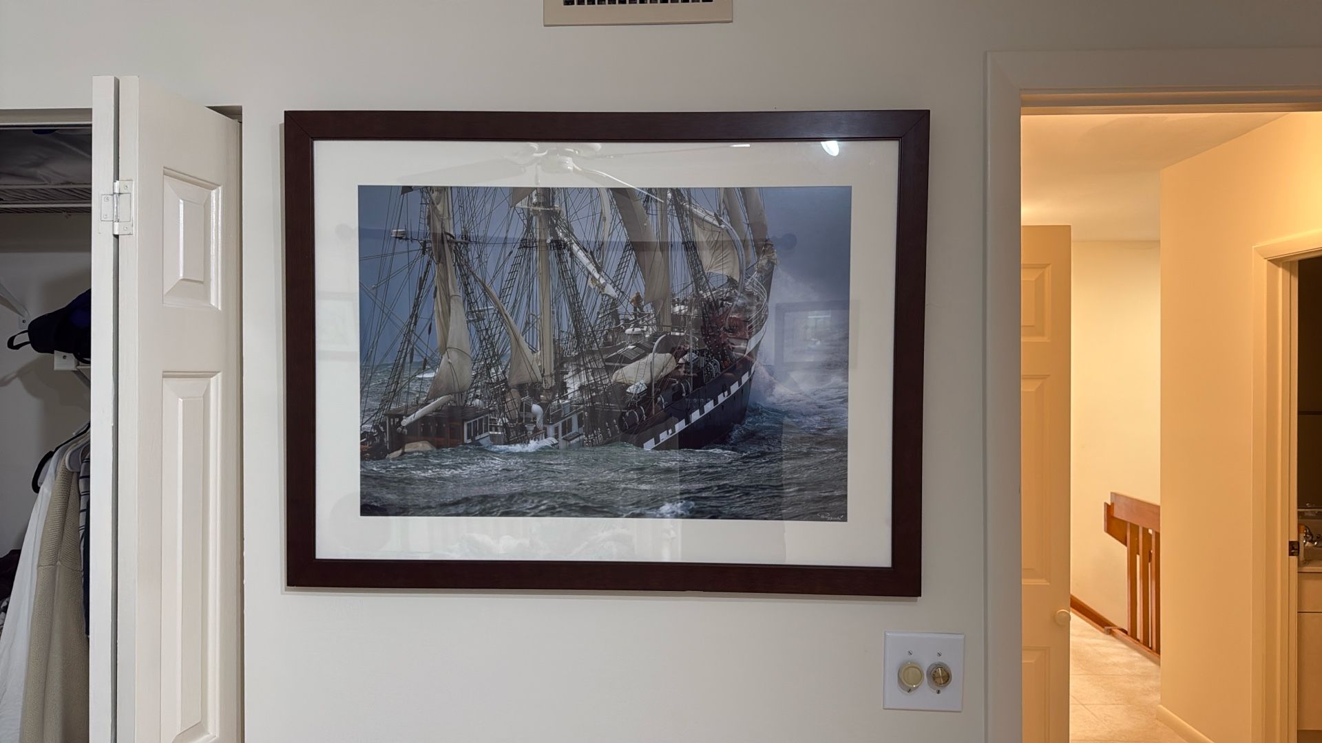 Old Sailing Ship In Rough Waters
