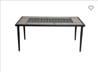 Table only: Slate finish steel table with tile tabletop