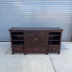 Rustic tv stand solid wood farmhouse center doors