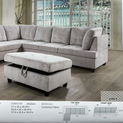 New Grey Corduroy Fabric Combination Sofa