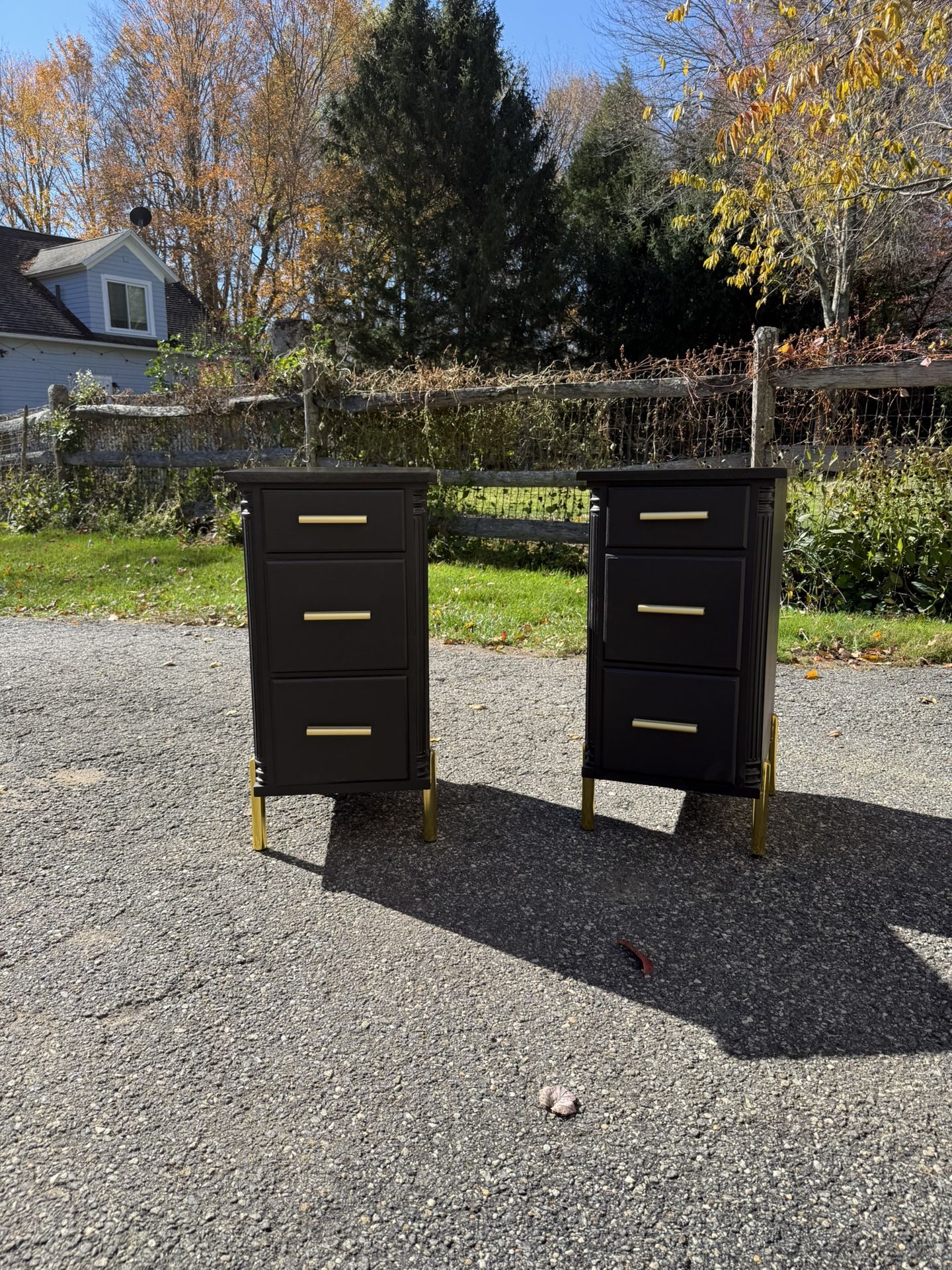 Modern Black & Gold Nightstands/end Tables (2)