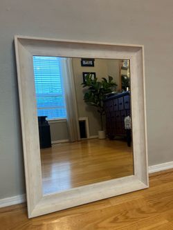 Light Wood Grain Framed Wall Mirror