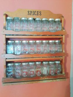 Vintage Spice Rack with Jars