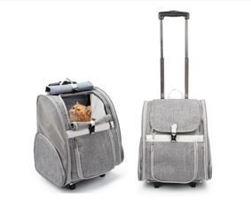 Rolling Pet Carrier Backpack with Telescoping Handle