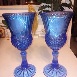 VINTAGE AVON GEORGE & MARTHA WASHINGTON GOBLET GLASS  FOSTORIA  CANDLE HOLDERS