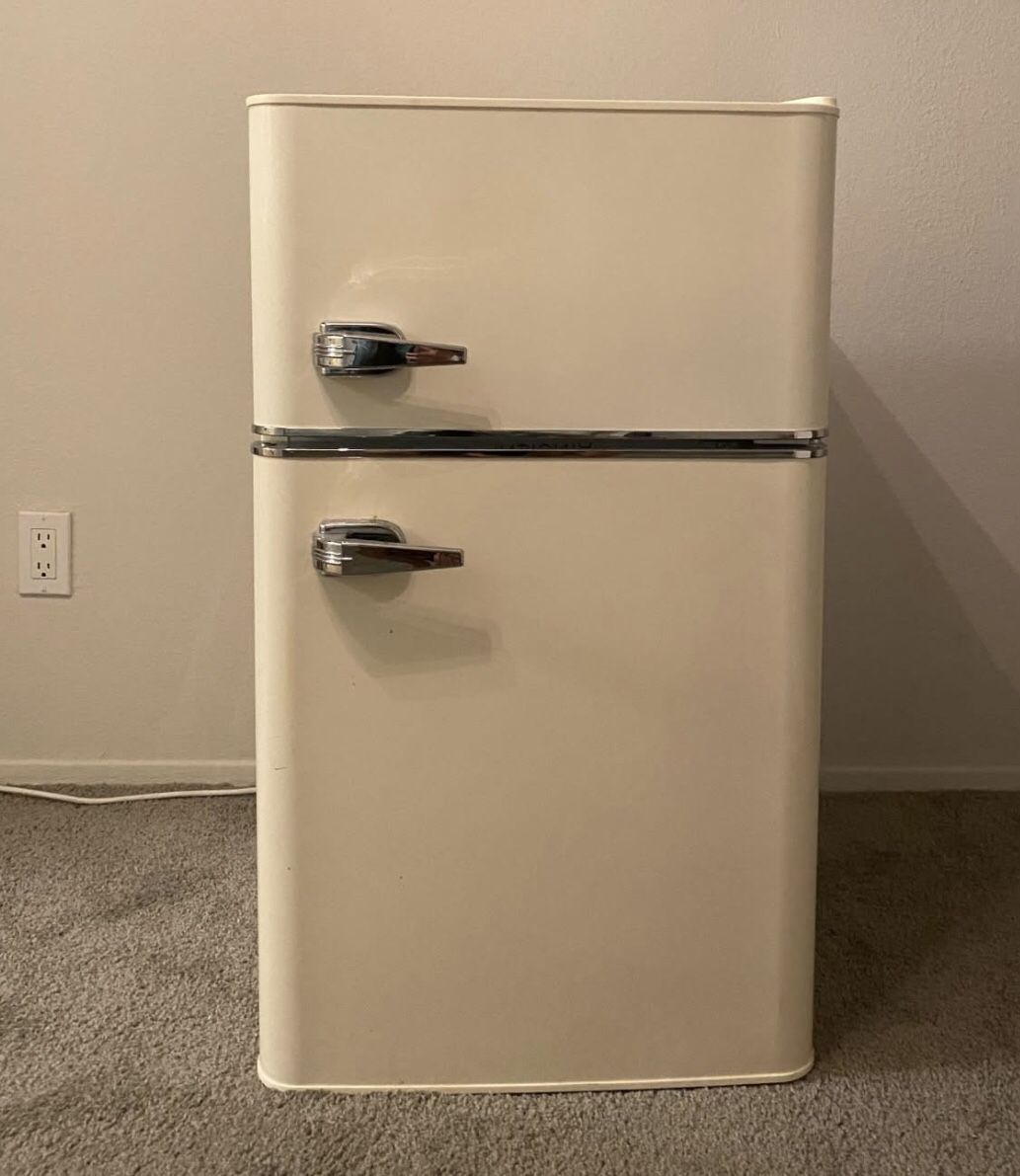 Beige Mini Fridge With Separate Freezer