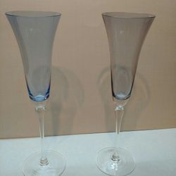 2 Champagne Glasses 10.25"  Blue/Purple