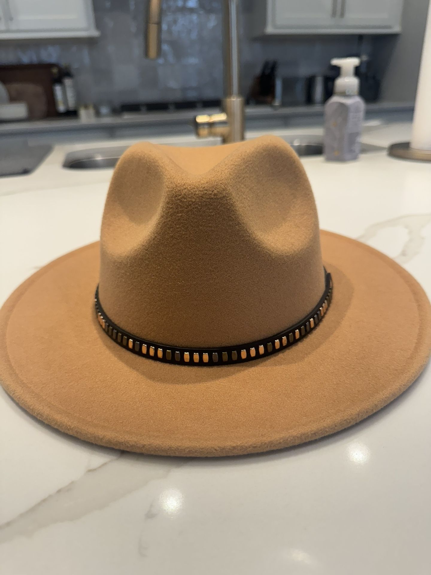 Felt Hat With Leather Decorative Trim