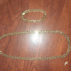 14 KT GOLD PLATED CHAIN AND BRACELET COMBO