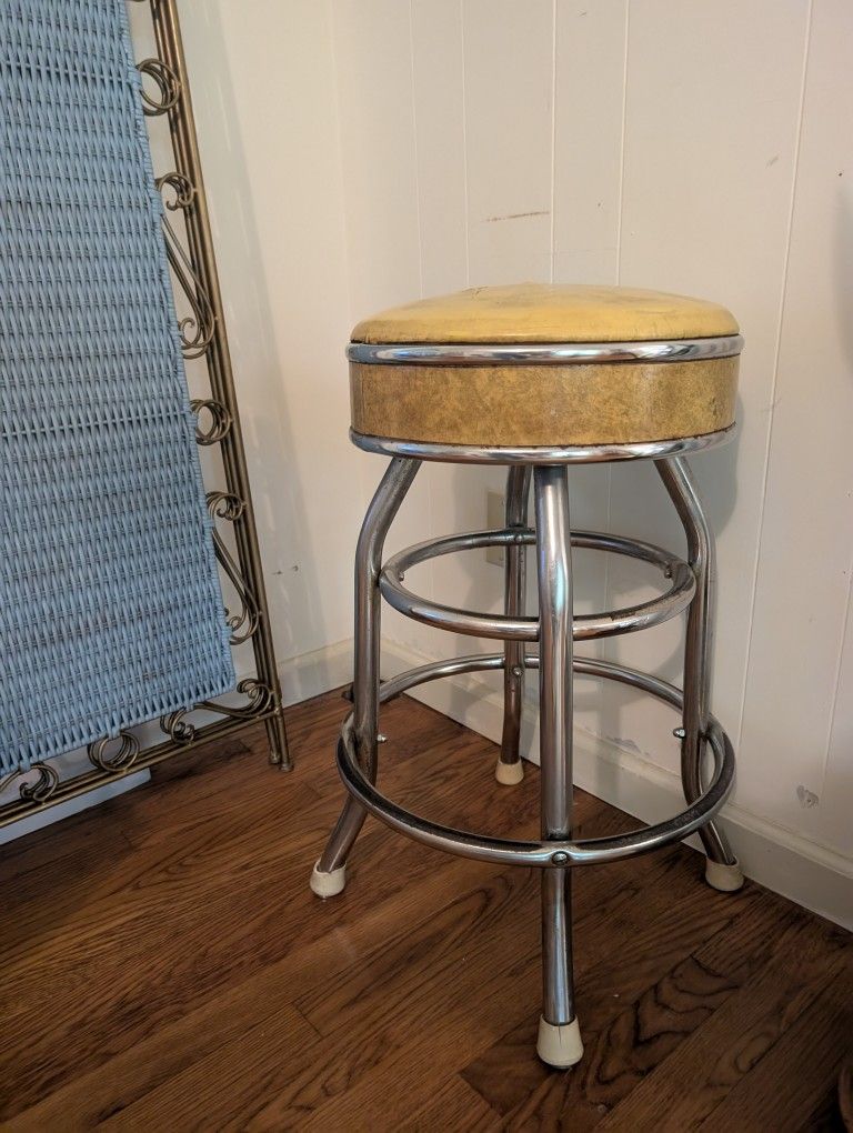 Vintage Yellow Bar Stool