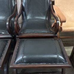 Black Leather Lazy Chair With Ottoman