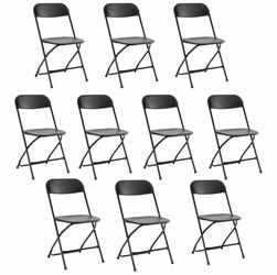 Set of 10 Black Folding Chairs – Heavy Duty 330 lb Capacity