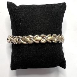 925 sterling silver two tone ladies bracelet size 7.5” l