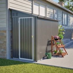 NEW 4x8 Black Lean-To Storage Shed – Still in Box