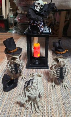 Halloween skeleton owls & lantern 🎃