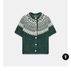 SHORT SLEEVE JACQUARD KNIT JACKET