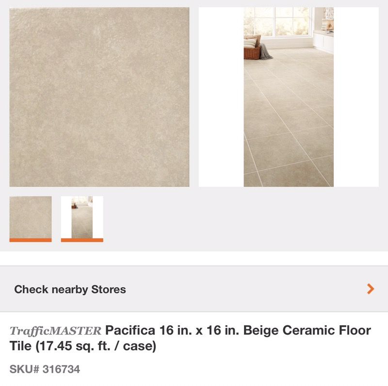 TrafficMaster Pacifica 16 in. x 16 in. Beige Ceramic Floor Tile